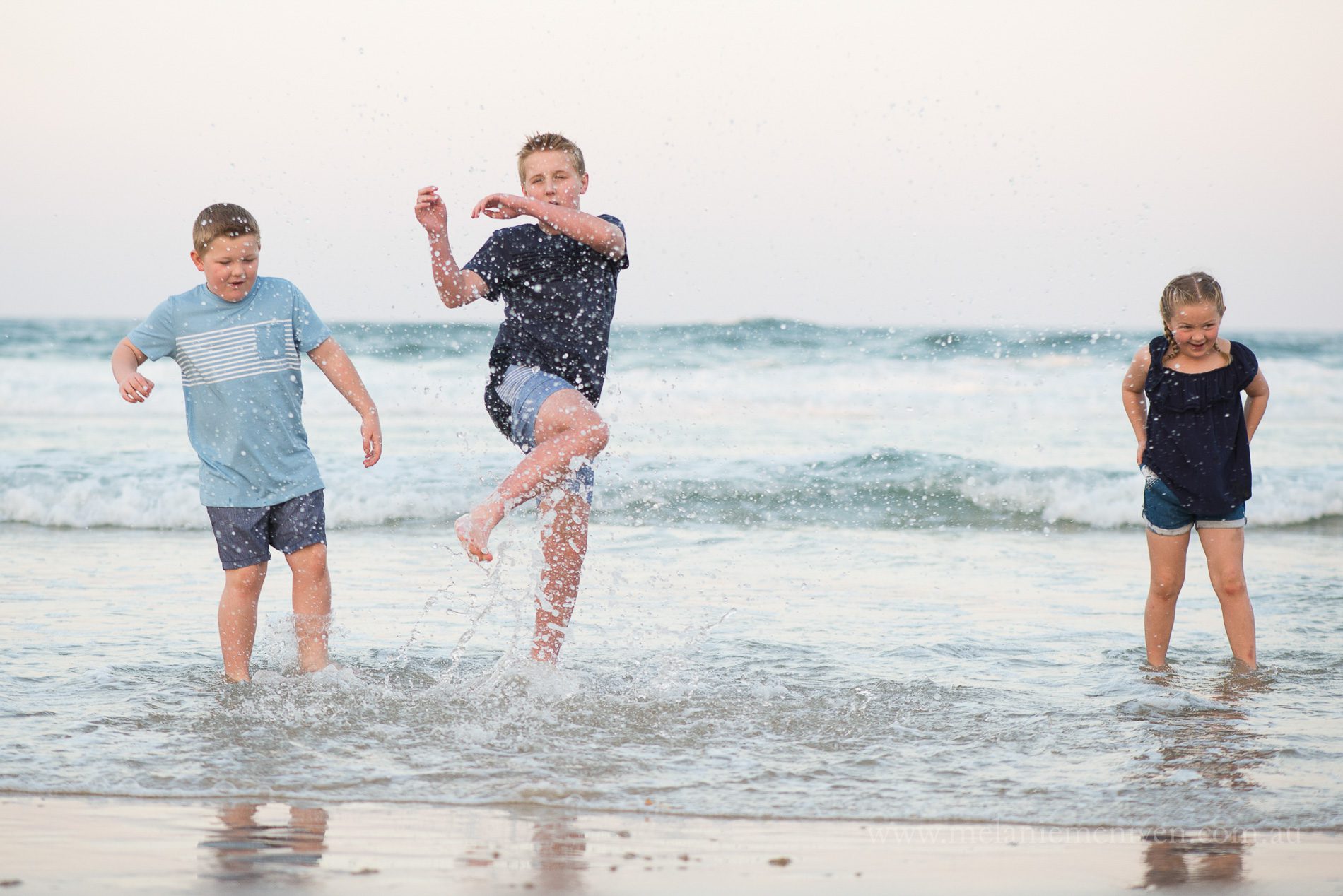splashing in the water